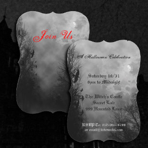 Haunted Sky with Raven Custom Halloween Invitation
