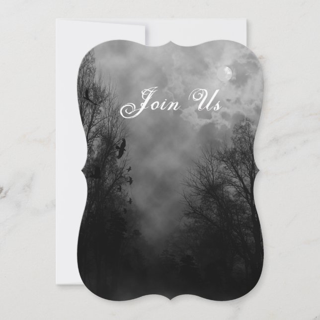 Haunted Sky with Raven Custom Halloween Invitation (Front)