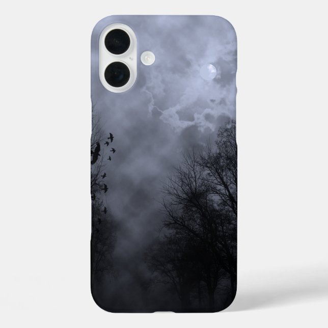Haunted Sky with Ravens Blue Mist Spooky Case-Mate iPhone Case (Back)
