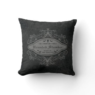 Haunted Slumber Macabre Any Family Name Halloween Throw Pillow