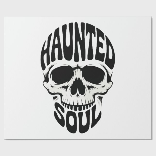 Haunted Soul Skull Typography Wrapping Paper (Flat)