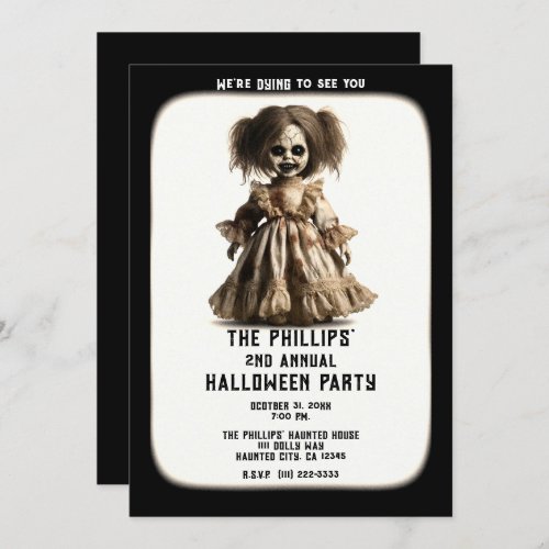 Haunted Spooky Doll Halloween Costume Party Invitation