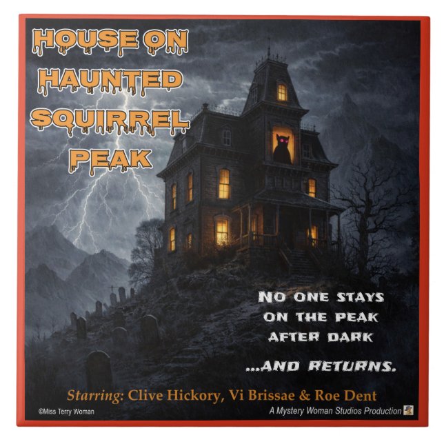 Haunted Squirrel Peak Parody Ceramic Tile (Front)