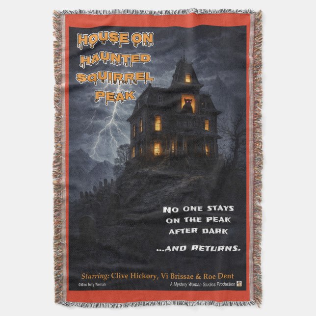 Haunted Squirrel Peak Parody Throw Blanket (Front Vertical)