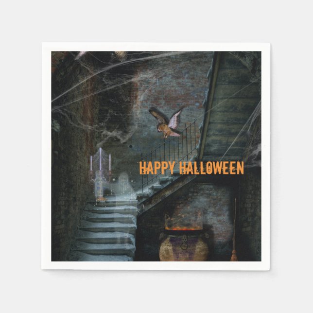 Haunted Staircase Halloween Napkins (Front)