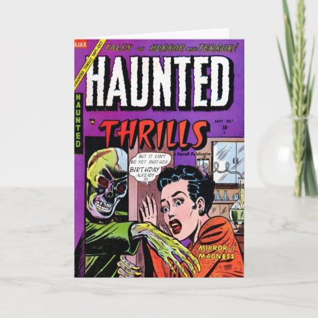 "Haunted Thrills" Birthday Card (Front)