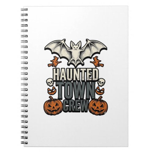 Haunted Town Shirt Vintage Halloween Bat Pumpkin T Notebook