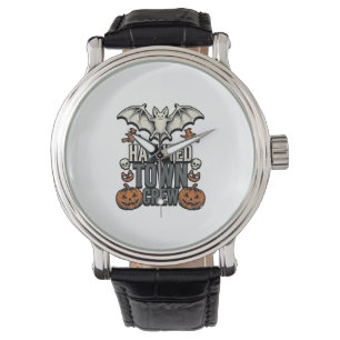 Haunted Town Shirt Vintage Halloween Bat Pumpkin T Watch