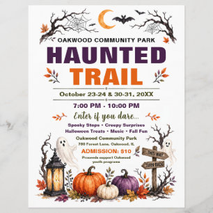 Haunted Trail Halloween Fundraiser Flyer