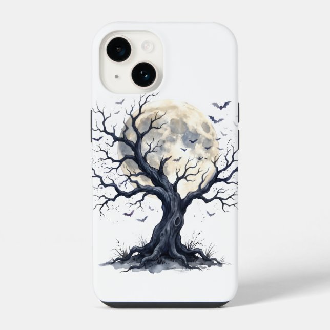 Haunted Tree Under the Full Moon Iphone Case (Back)