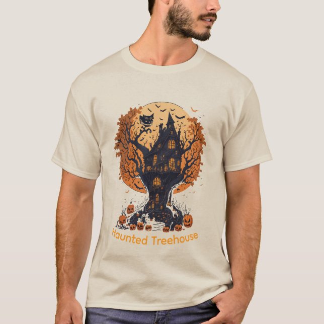 Haunted Treehouse Halloween Men's T-Shirt (Front)