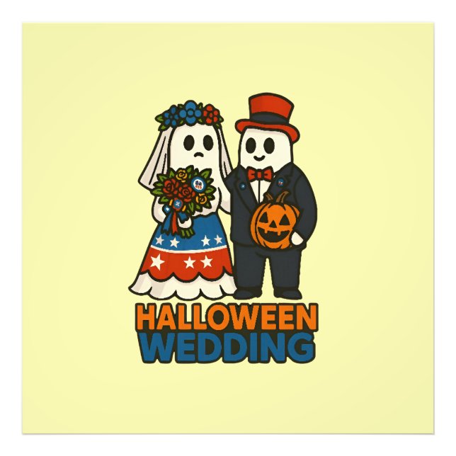 Haunted Union: A Ghostly Red & Blue Wedding Photo Print (Front)