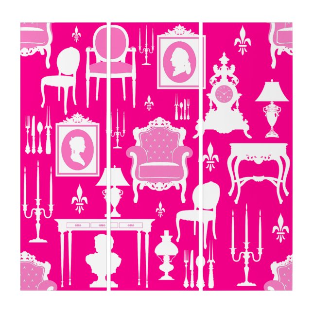 haunted victorian mansion pink vintage  triptych (Front)