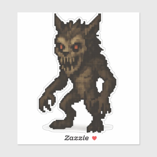 haunted werewolf monster pixel art sticker 6x6 (Sheet)