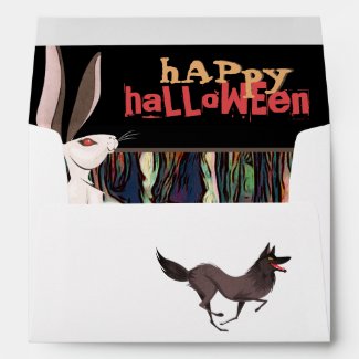 Haunted Woodland ~ Rabbit and Wolf Happy Halloween Envelope