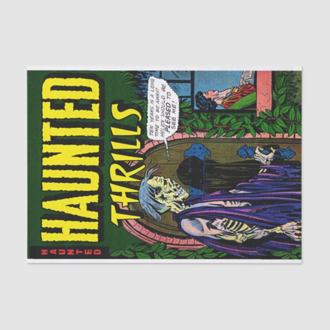 Haunted Zombie Husband Vintage Comics Decoupage Tissue Paper (Front)
