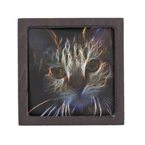 Haunting cat face art made of light _ gothic gift box