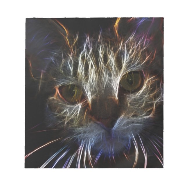 Haunting cat face art, made of light - gothic notepad (Front)
