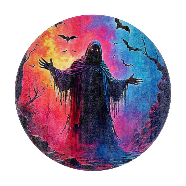 Haunting Demon Cloaked In Shadows Design Cutting Board (Front)