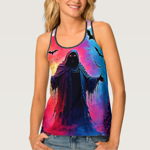 Haunting Demon Cloaked In Shadows Design Tank Top