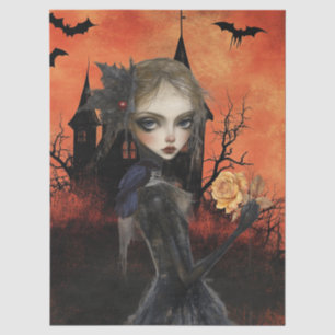 Haunting Fantasy Gothic Raven & Victorian Girl  Tissue Paper
