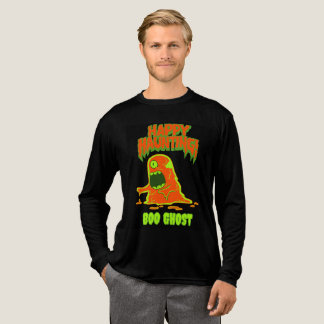 Haunting Ghost Boo Halloween Spooky Green Orange Tri-Blend Shirt