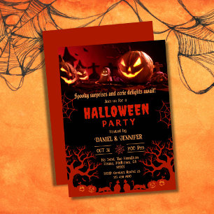 Haunting Glow Eerie Graveyard Halloween Invitation