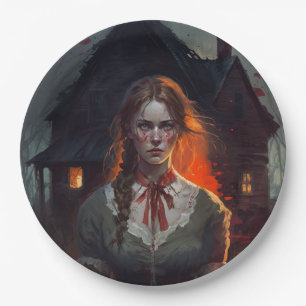 Haunting house paper plates