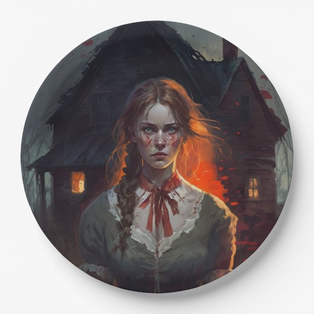 Haunting house paper plates (Front)
