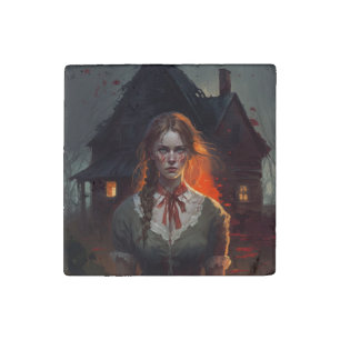 Haunting house stone magnet