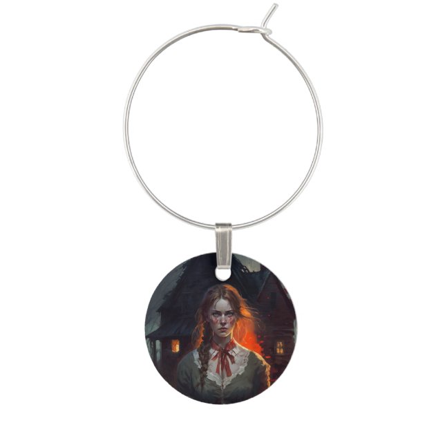 Haunting house wine charm (Front)