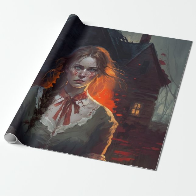 Haunting house wrapping paper (Unrolled)