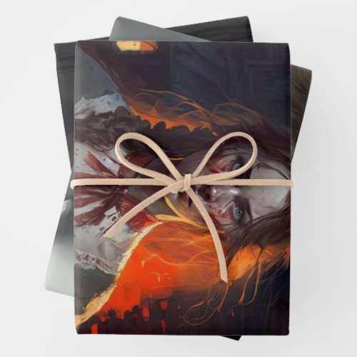 Haunting house wrapping paper sheets