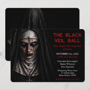 Haunting Nun Dark Gothic Halloween Party Invitatio Invitation