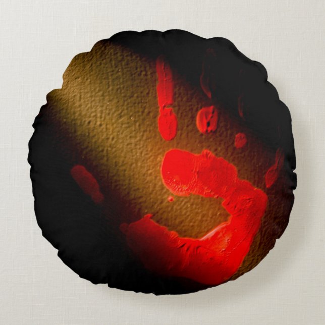 Haunting Red Hand Print Round Pillow (Front)