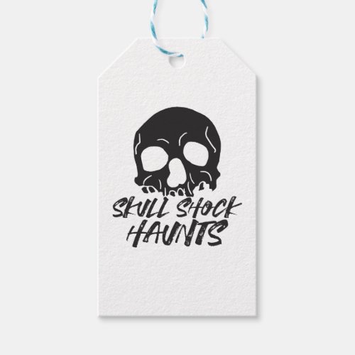 Haunting Shadows Striking Halloween Skull II Gift Tags