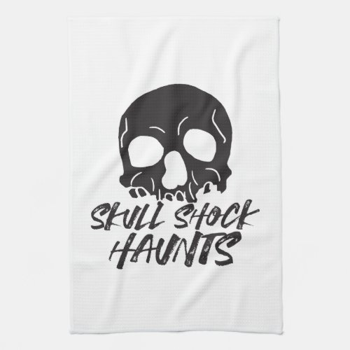 Haunting Shadows Striking Halloween Skull II Kitchen Towel