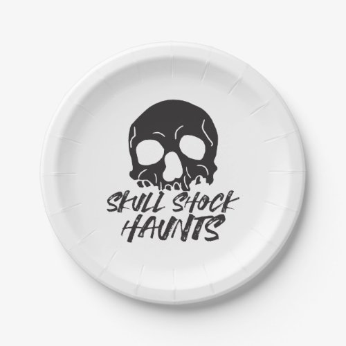 Haunting Shadows Striking Halloween Skull II Paper Plates