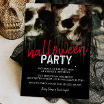 Haunting Skull Faces Halloween Party Invitation<br><div class="desc">Adult halloween party invite featuring two haunting watercolor skull faces on a black background,  distressed text and a party template that is easy to personalize.</div>