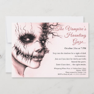Haunting Vampire Woman Halloween Invitation