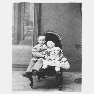 Haunting Vintage Sibling Portrait  Fleece Blanket