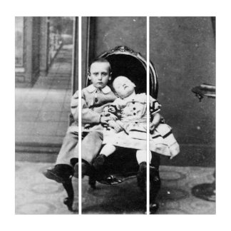 Haunting Vintage Sibling Portrait  Triptych