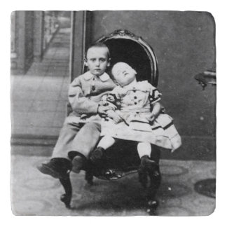 Haunting Vintage Sibling Portrait Trivet