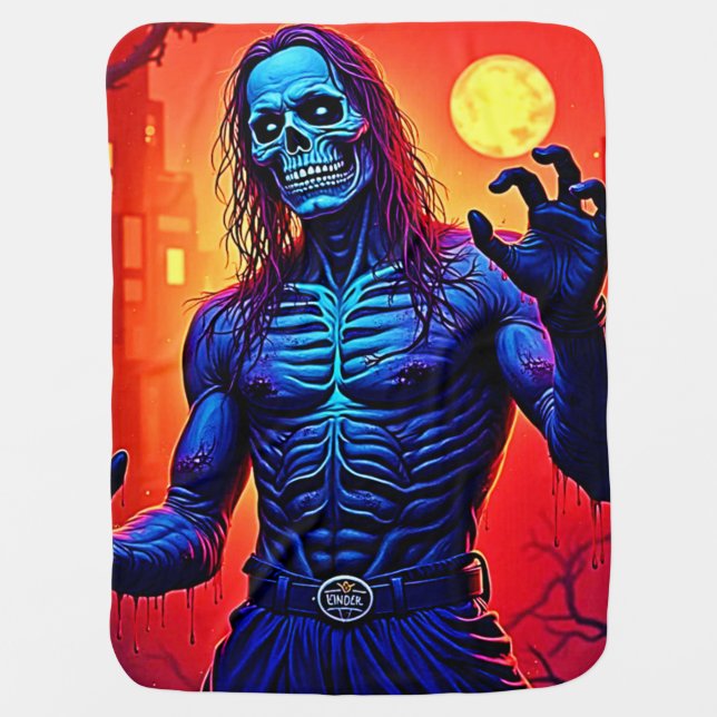 Haunting Zombie Demon In The City Design Baby Blanket (Front)