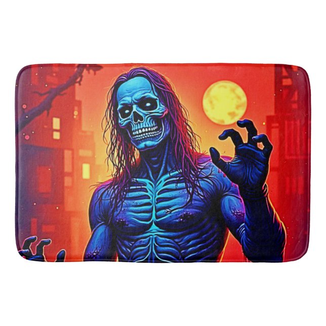 Haunting Zombie Demon In The City Design Bath Mat (Front)