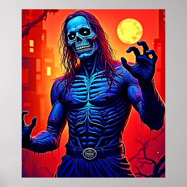 Haunting Zombie Demon In The City Design Poster (Front)
