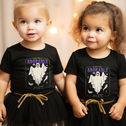 Hauntingly Adorable Funny Halloween Ghost Sayings Baby T_Shirt