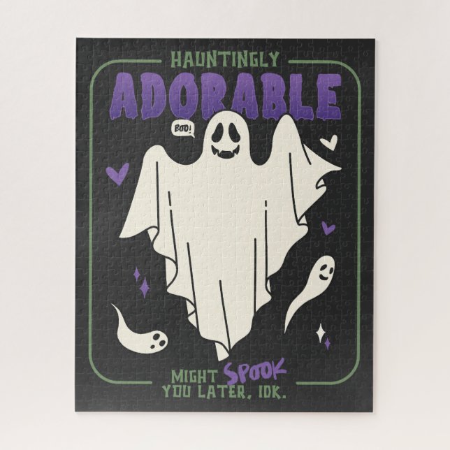 Hauntingly Adorable Funny Halloween Ghost Sayings Jigsaw Puzzle (Vertical)