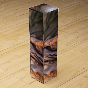 Hauntingly Beautiful Abstract In Ochre and Brown Wine Box