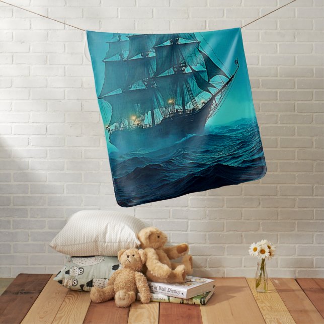 Hauntingly Beautiful Ocean Voyage Design Baby Blanket (In Situ)